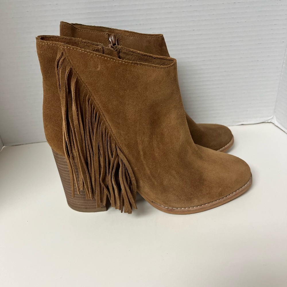 Arturo Chiang Suede Leather Fringe Western Cowboy Ankle Boots festival Sz 9